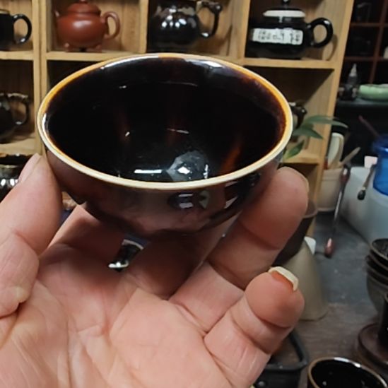天然老黑釉斗笠盏盏盏
