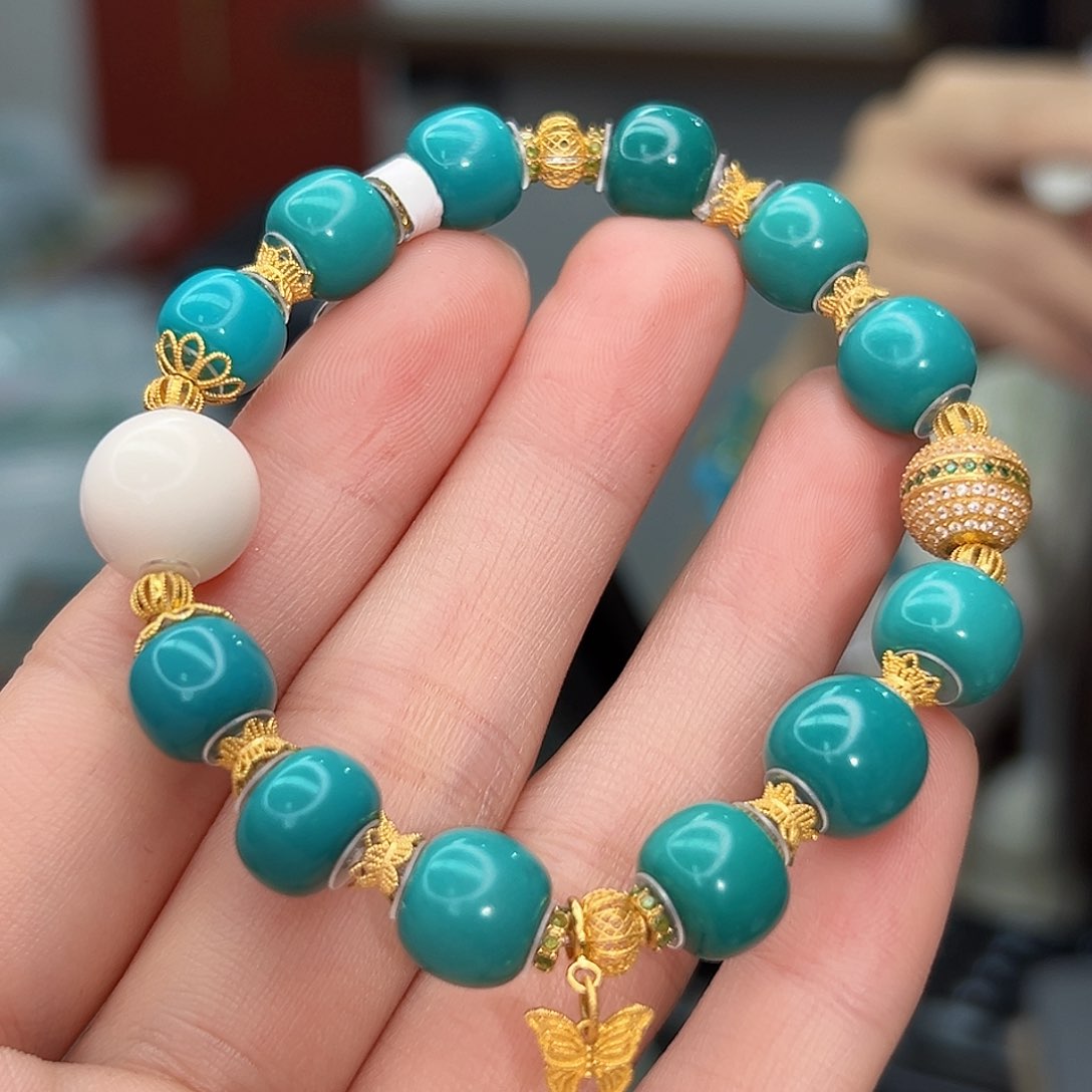 绿松石珠宝奇石18K金镶嵌