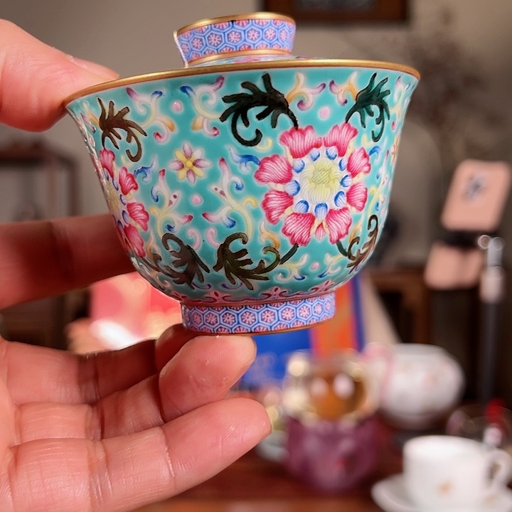 鱼*游松石绿盖碗啊 130c c