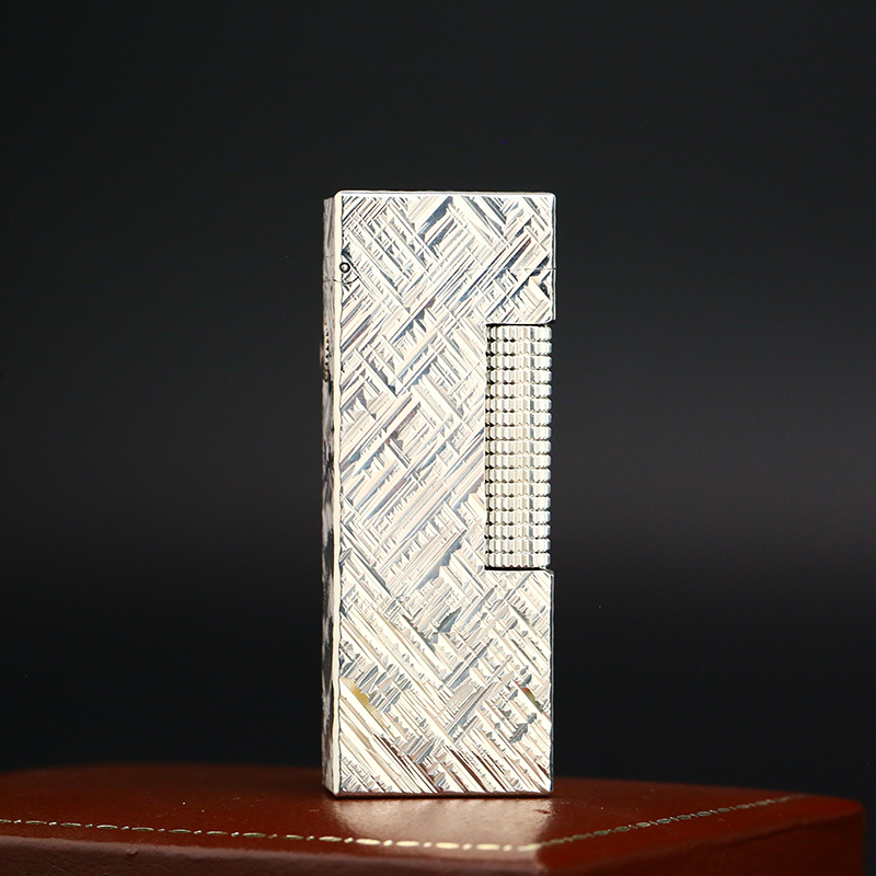 d家充气打火机镀银锉刀纹常规款高档时尚男士复古个性窄机经典款