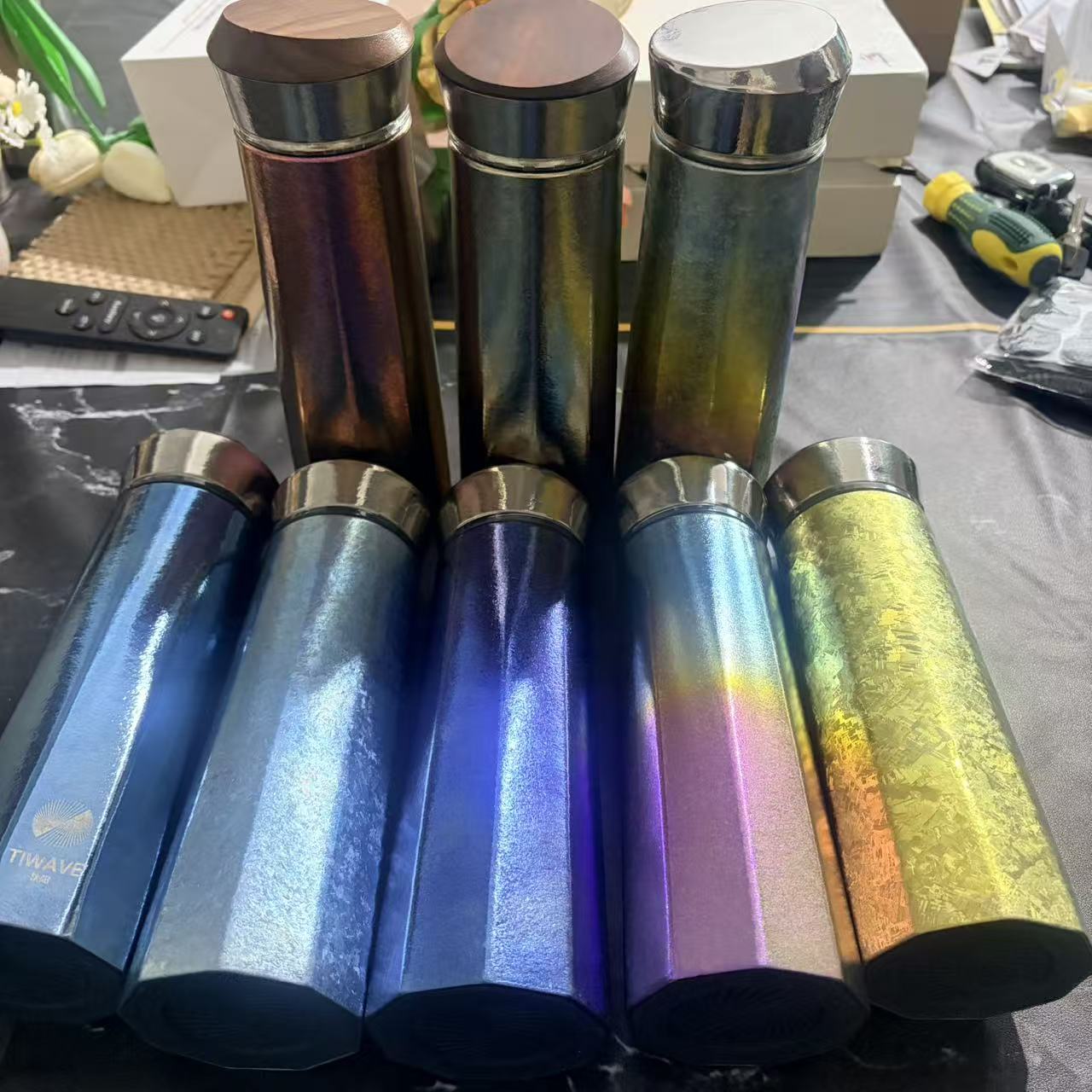 【微瑕】400ml双层纯钛九边高档商务保温保冷杯