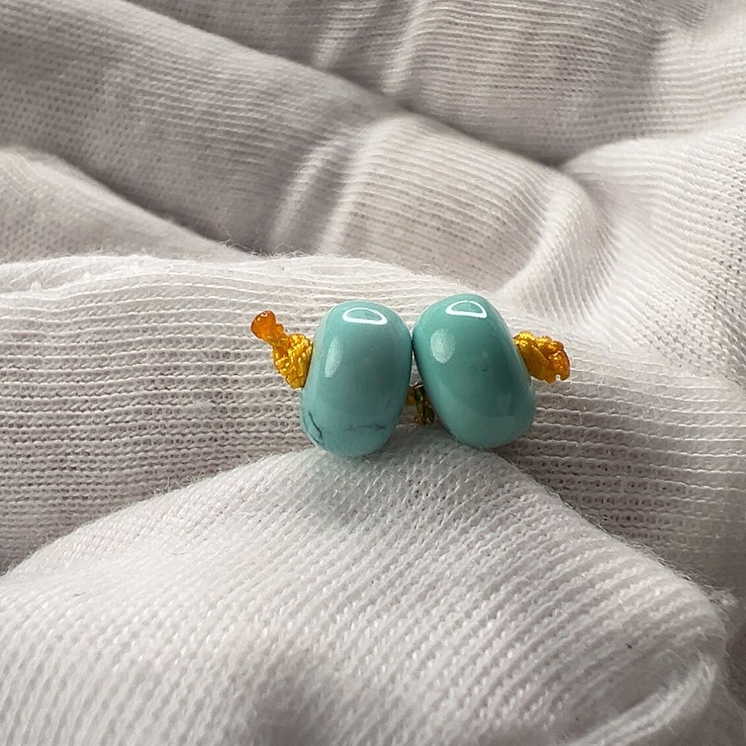 绿松石鼓珠对珠未镶嵌