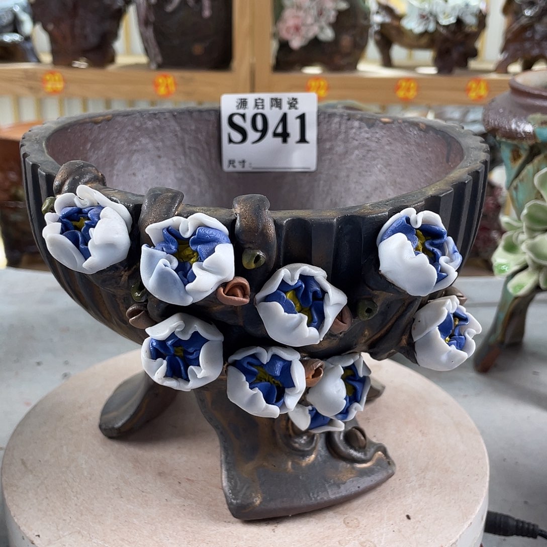 紫砂花盆景德镇陶瓷花盆941