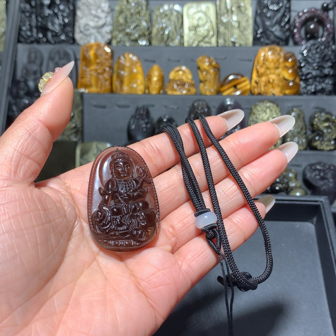 黑曜岩吊坠(赠链)未镶嵌遇**开