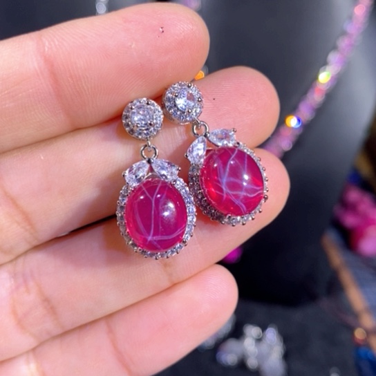 红宝石颈饰银S925镶嵌