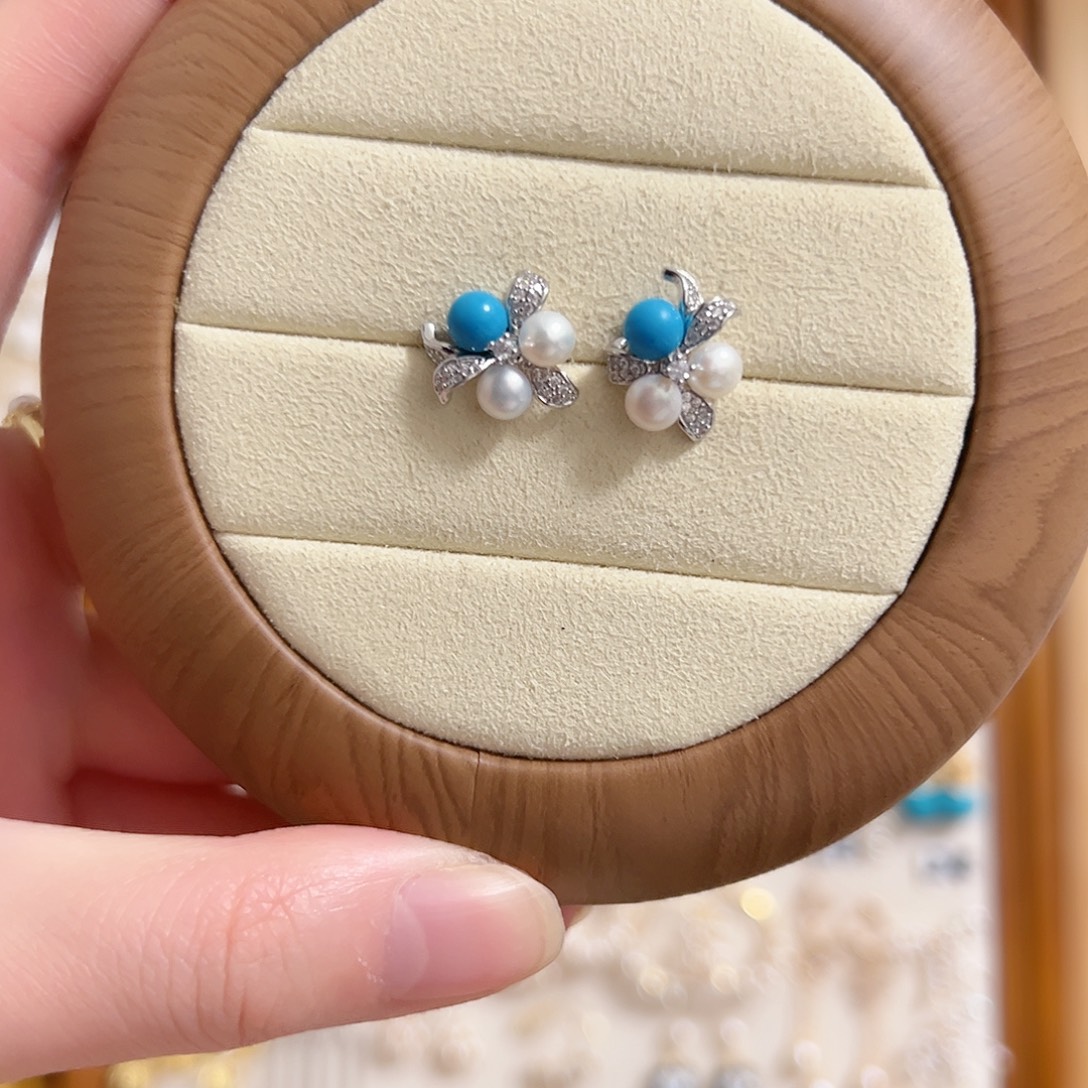 原创手作银S925镶嵌淡水珍珠