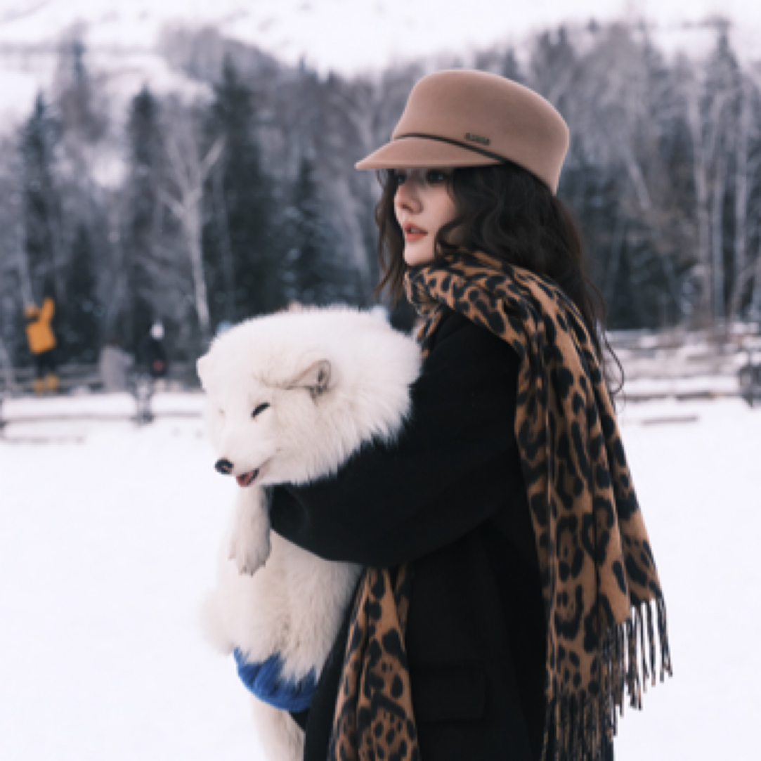 【小千金推荐】美式设计复古千禧风豹纹丝巾女薄款围巾氛围感港风