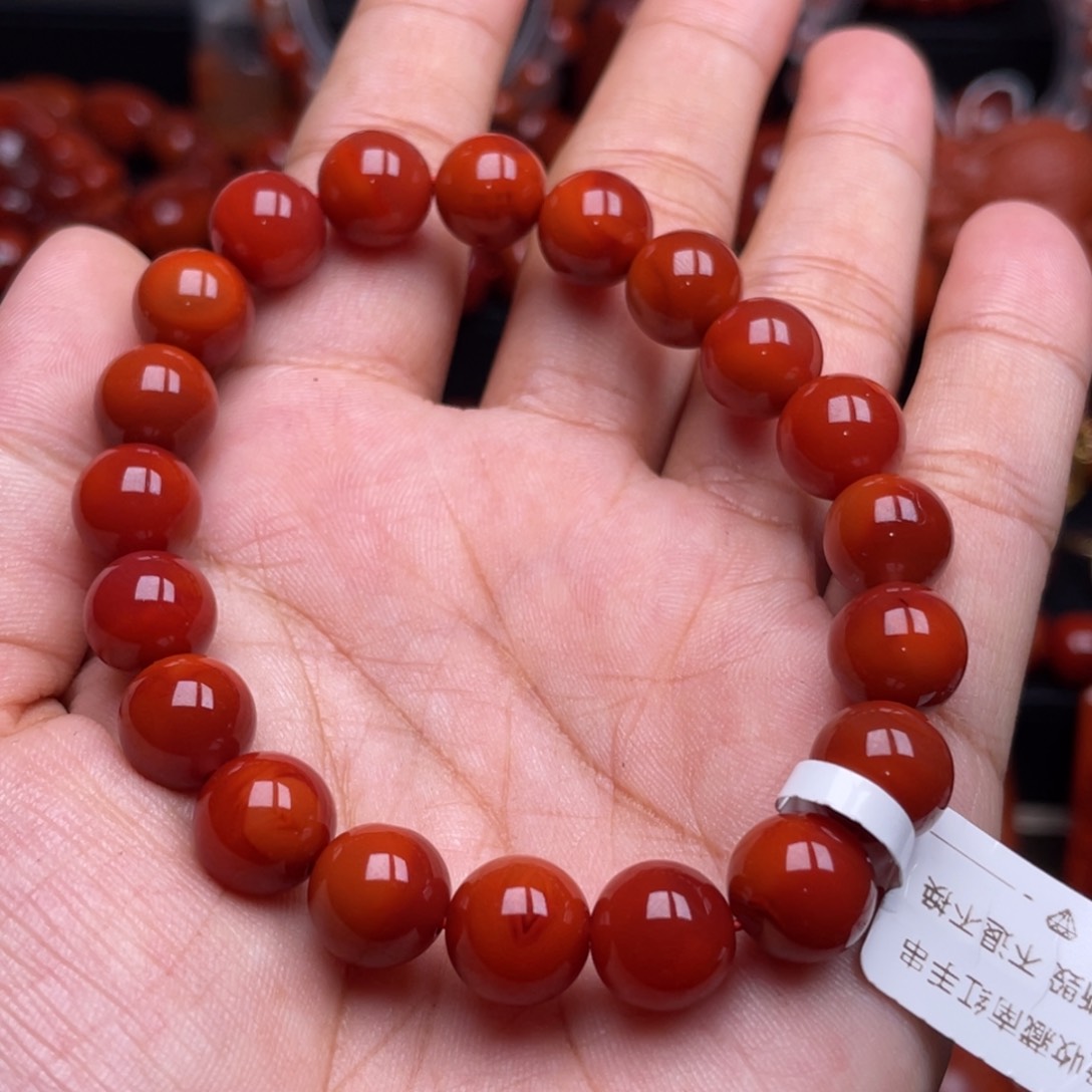 南红玛瑙未镶嵌珠宝奇石单圈10mm