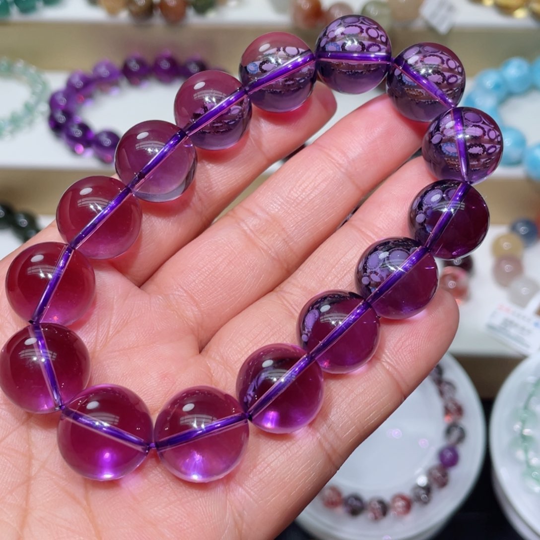 水晶手链未镶嵌紫水晶手链，晶体通透