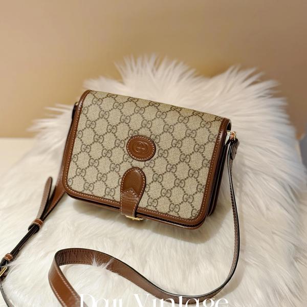 大吉中古/Gucci古驰乌木色老花邮差斜挎包