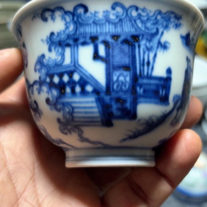 杯午***茶一个青花的一个杯