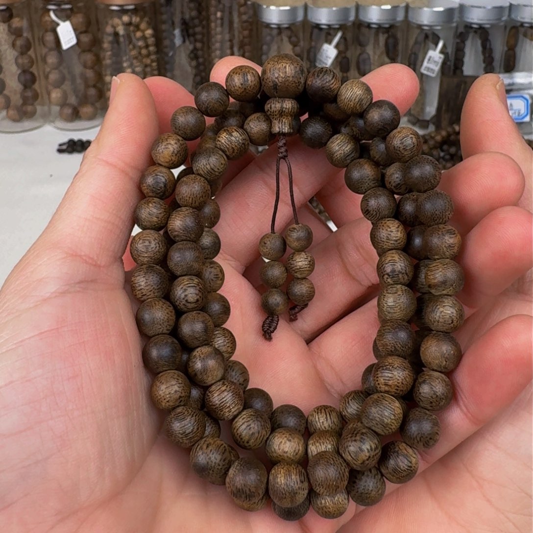 沉香手串棋楠沉香金沙叶九九沉圆珠卡8+保30克