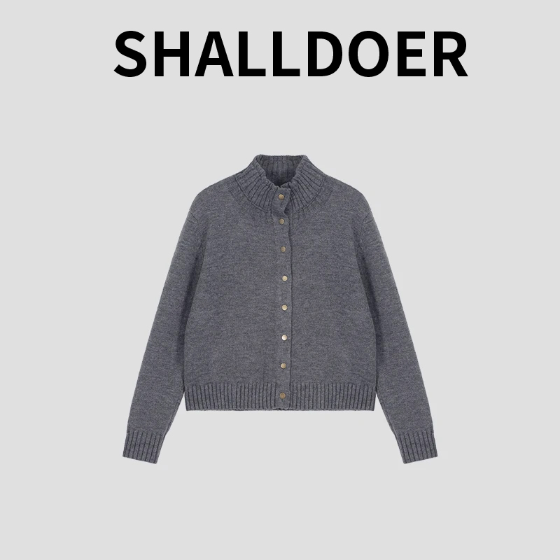 质感翻领针织开衫2025冬季撞色纽扣设计温暖舒适日常松弛穿搭