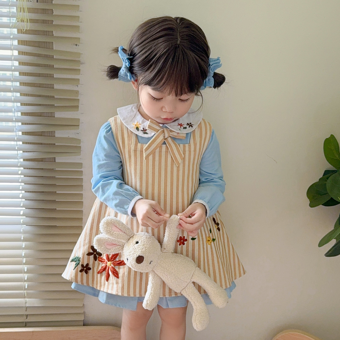 jannybbJannyBB定制乡野花开复古手绣常服套装连衣裙秋冬宝宝儿童