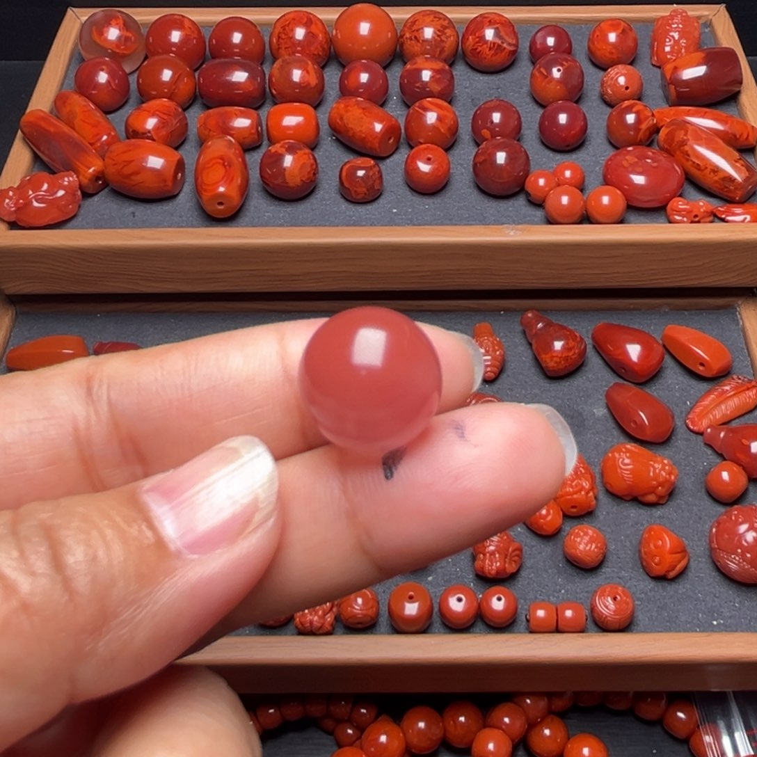 南红玛瑙配饰未镶嵌圆珠卡15mm