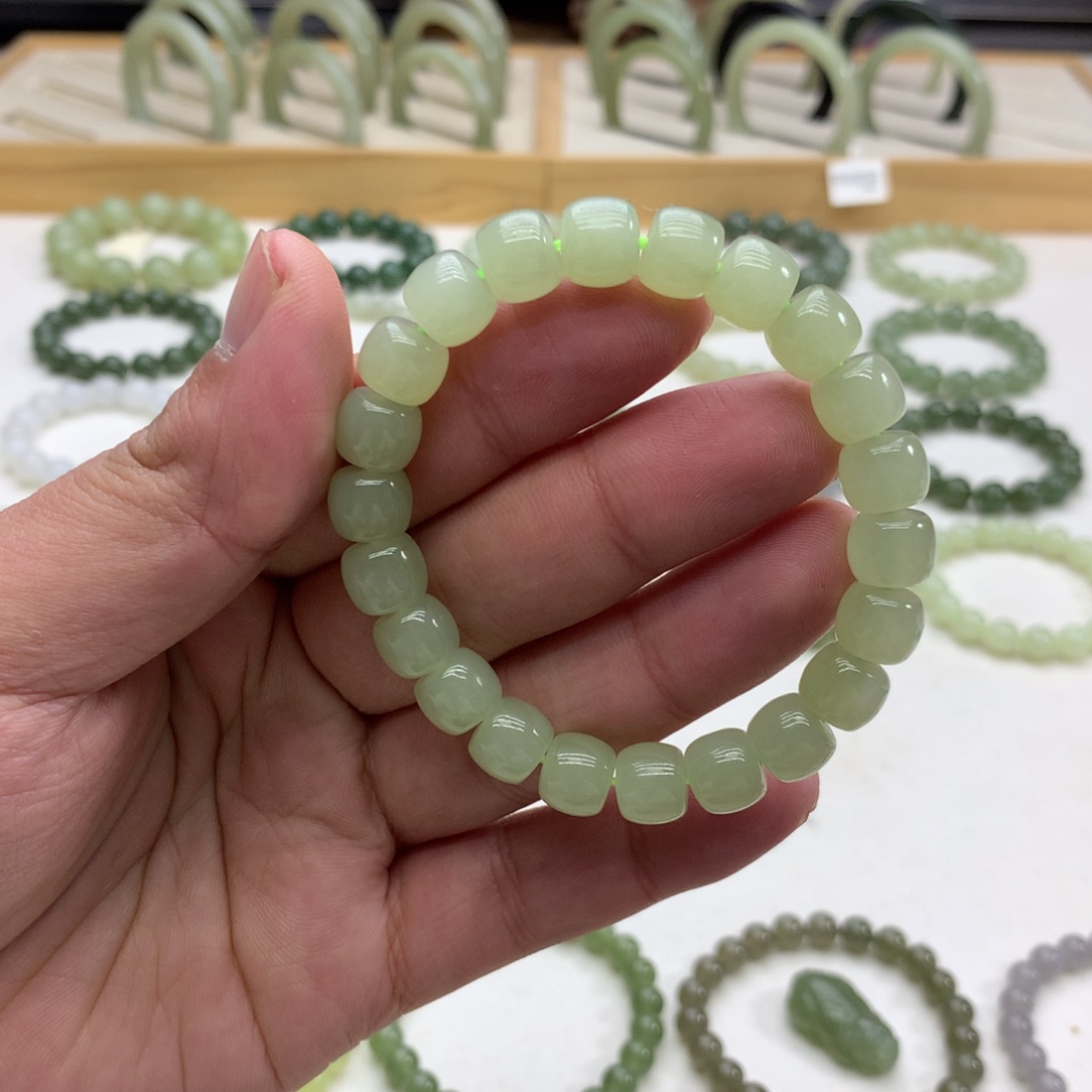 和田玉手串（直切冰晴水9.5）未镶嵌