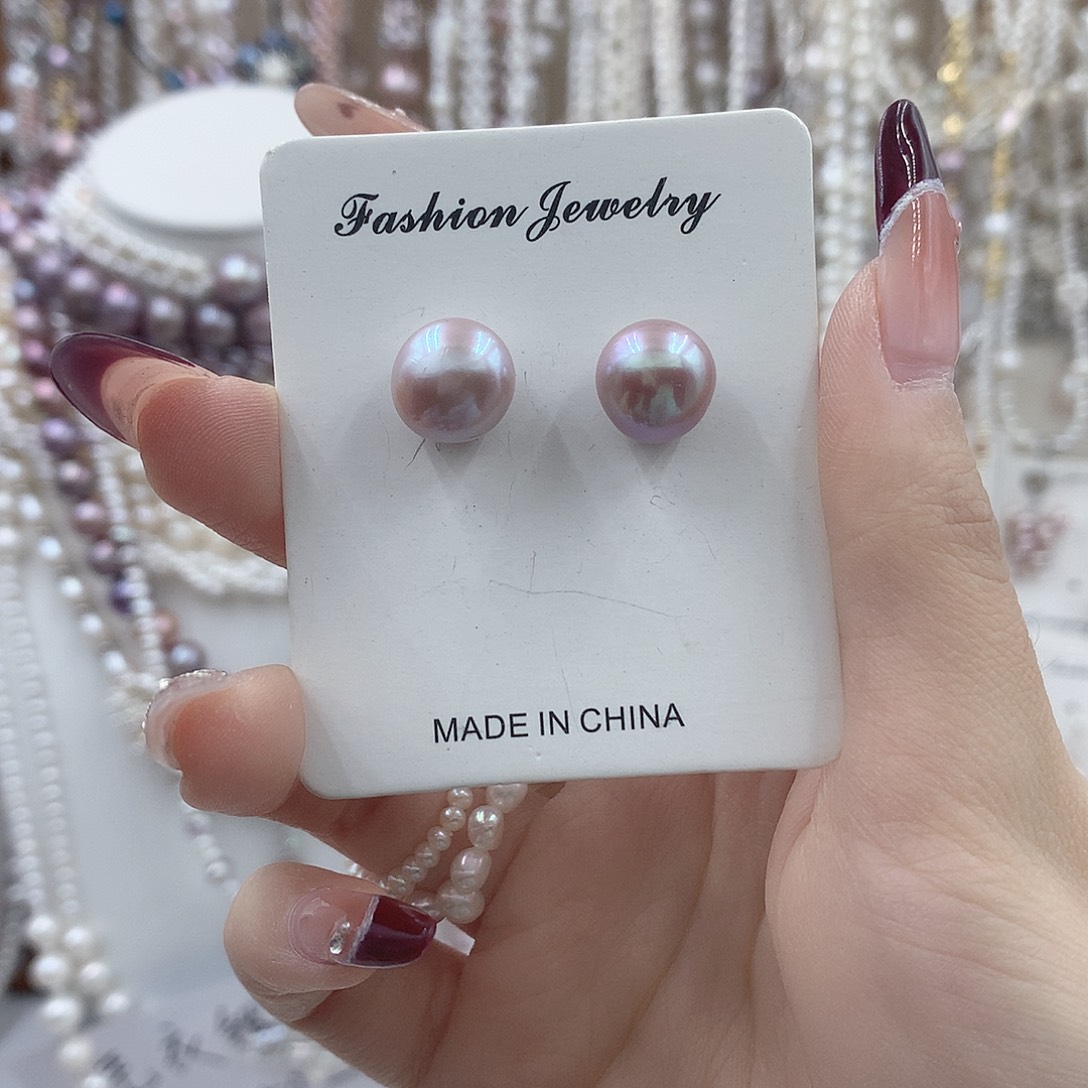 银S925镶嵌淡水珍珠耳饰