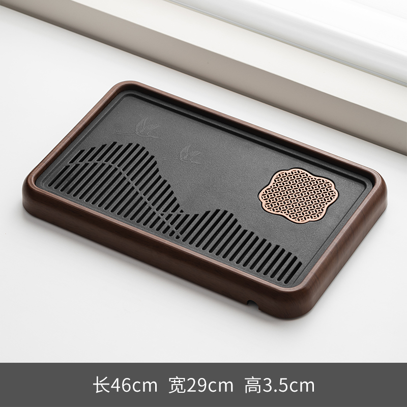 仿实木乌金石茶盘家用客厅高档小型茶台茶具茶托盘办公室用干泡台