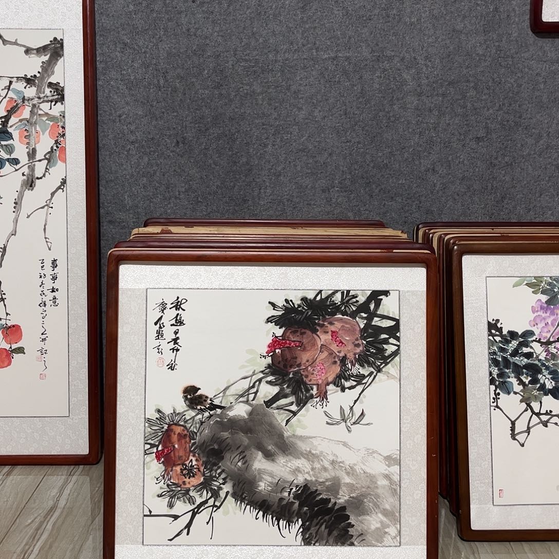 国画书画作品带框63×63