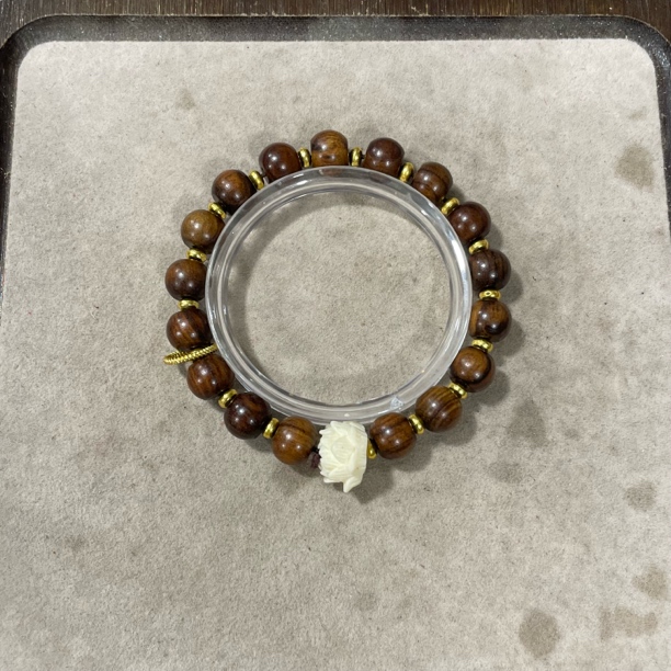 W806花梨木灯笼珠 卡1.0莲花款单圈手串（配饰颜色多样 发其一）