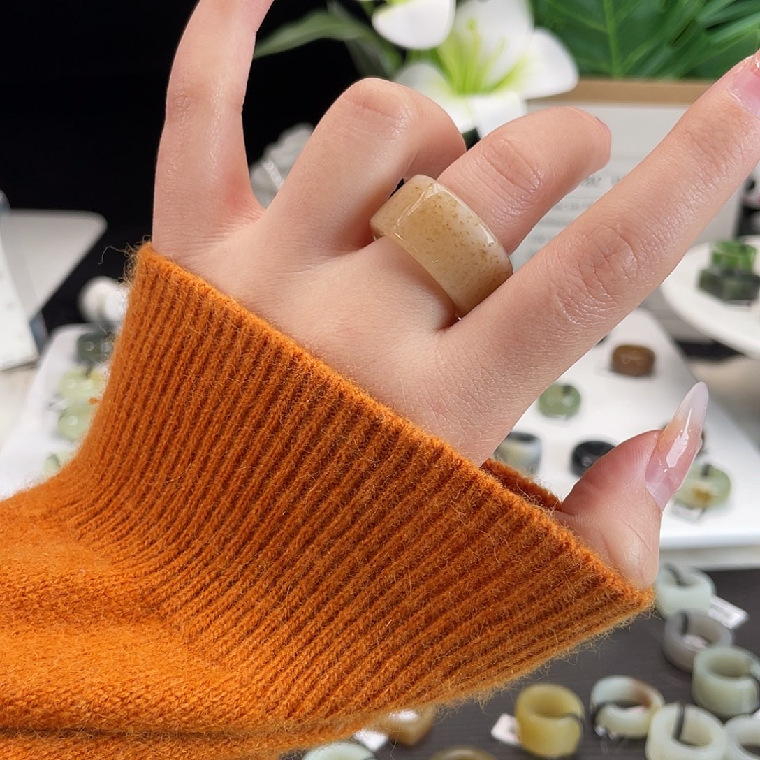 和田玉未镶嵌戒指h10金桂花直切17.1不退换