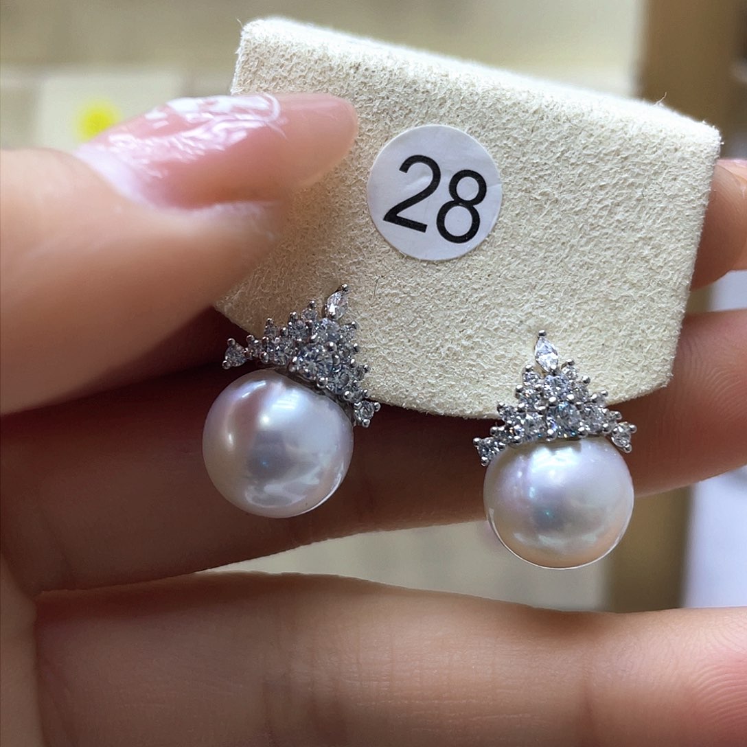 淡水珍珠耳饰银S925镶嵌
