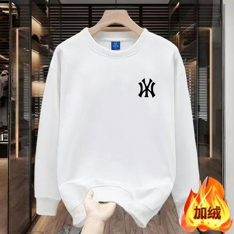 加绒卫衣秋季宽松型圆领青少年男套头卫衣加厚潮流上衣秋冬