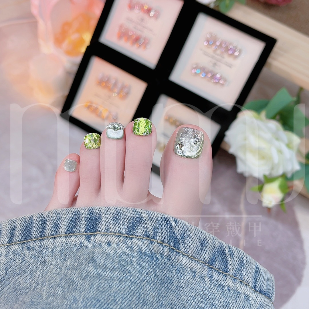 【 梦幻森林】纯手工脚甲穿戴甲定制美甲贴片夏季Mumu.
