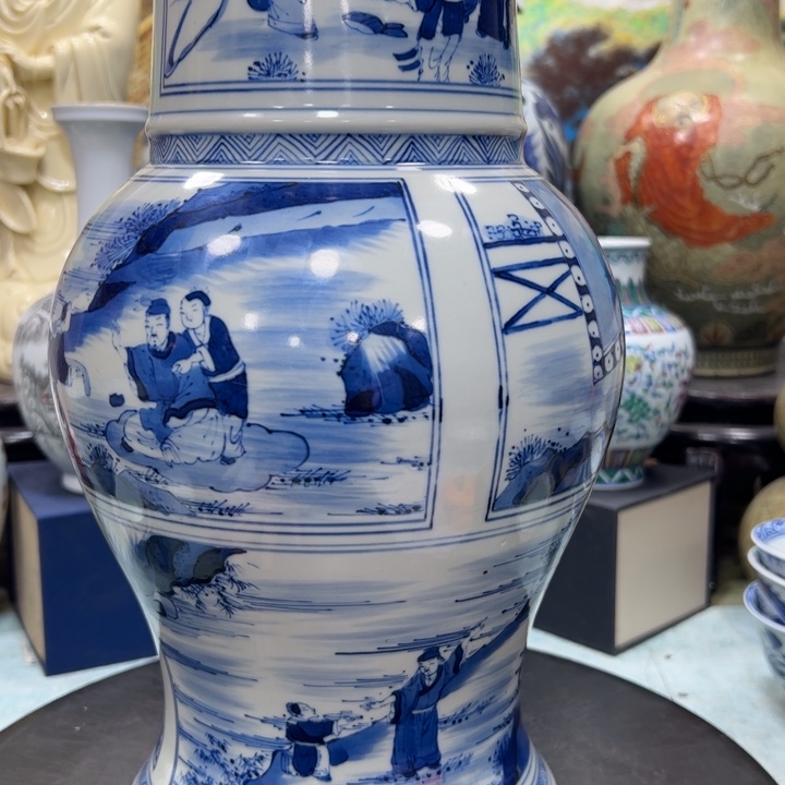 瓶天**厚青花瓷人物凤尾尊