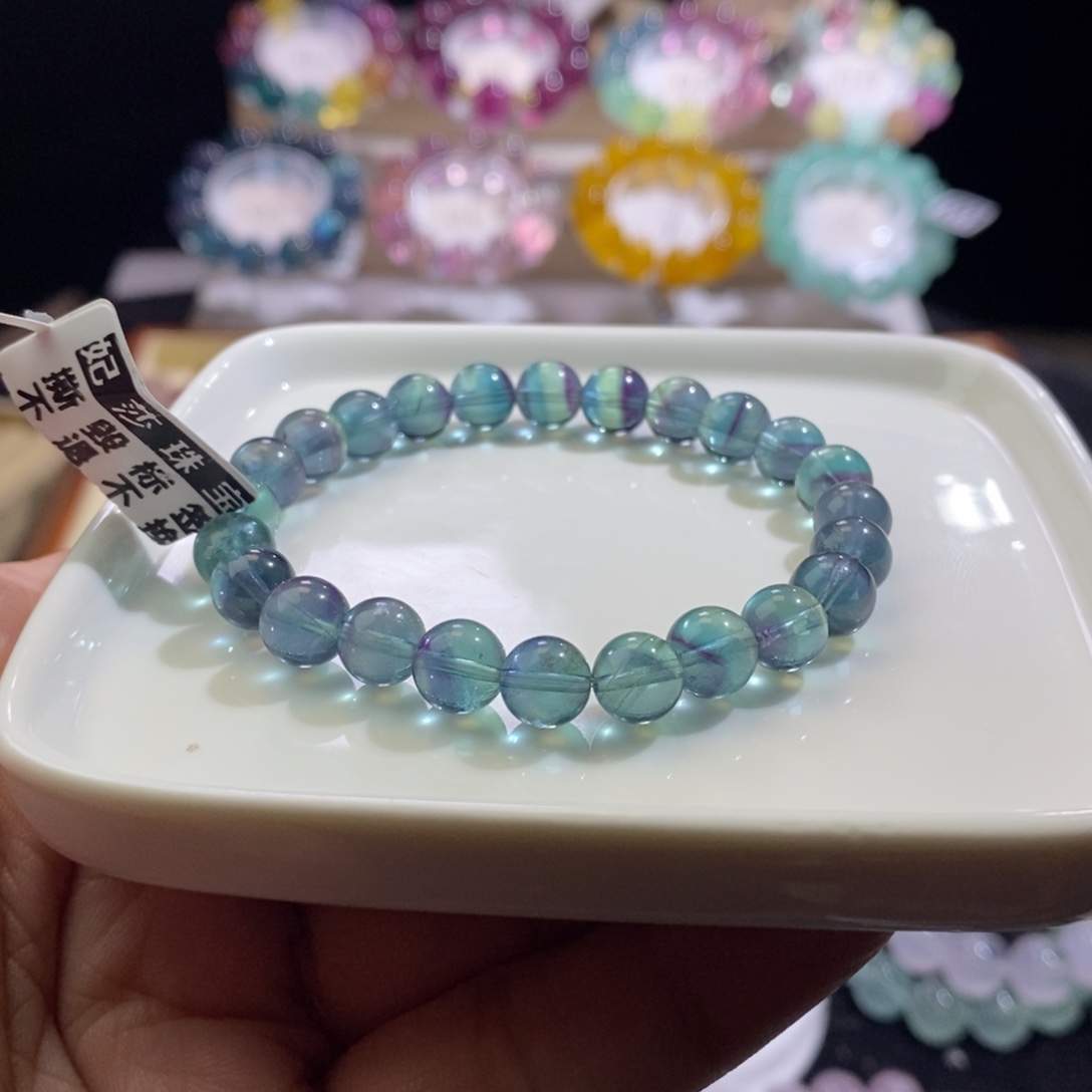 未镶嵌手链萤石8mm蓝绿紫千层