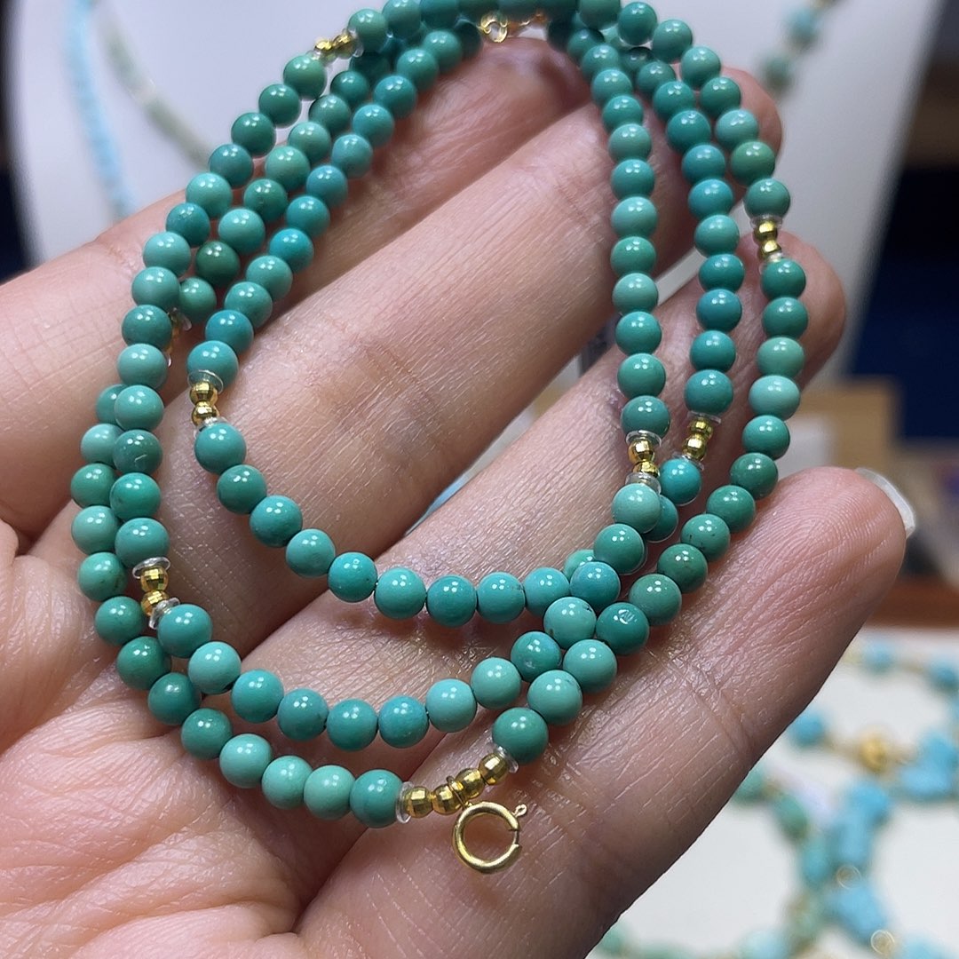 绿松石18K金镶嵌万能链