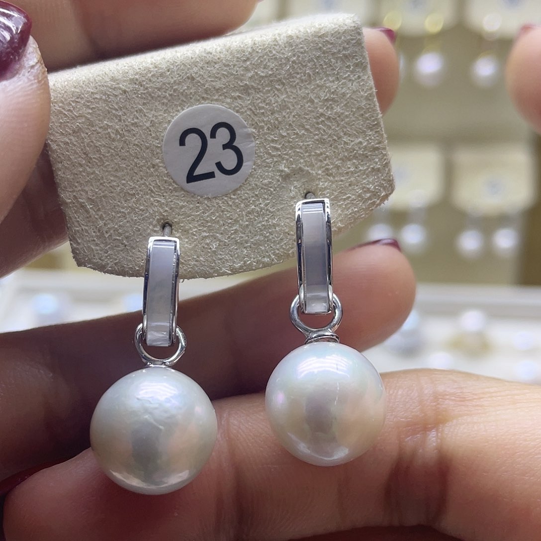 淡水珍珠耳饰银S925镶嵌