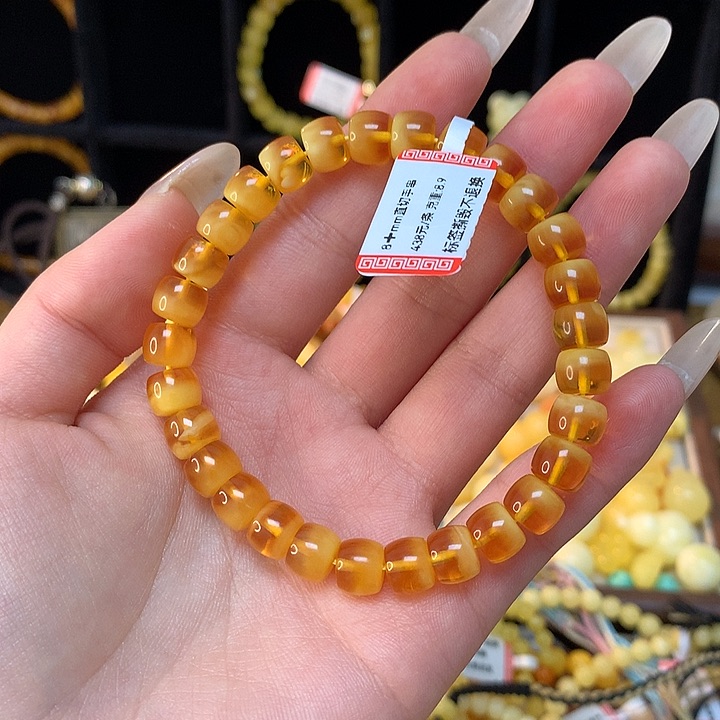 琥珀手链未镶嵌么***你蜜蜡手串素圈