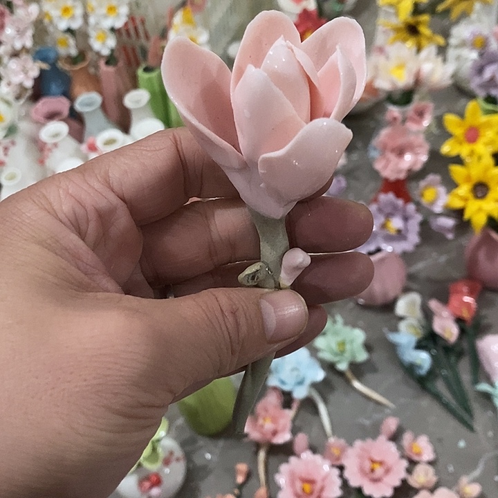 瓷片纯手工陶瓷花摆件