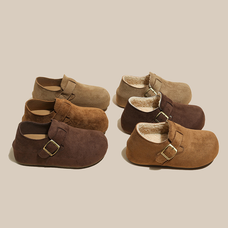 【品牌】5cm爆款包跟勃肯鞋女单鞋秋冬外穿一脚蹬厚底加绒鞋638-1