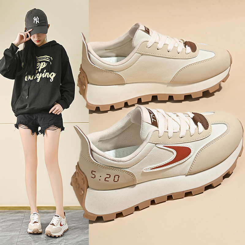 ins韩版阿甘鞋女2025春季新款学生跑步运动鞋百搭厚底增高老爹鞋