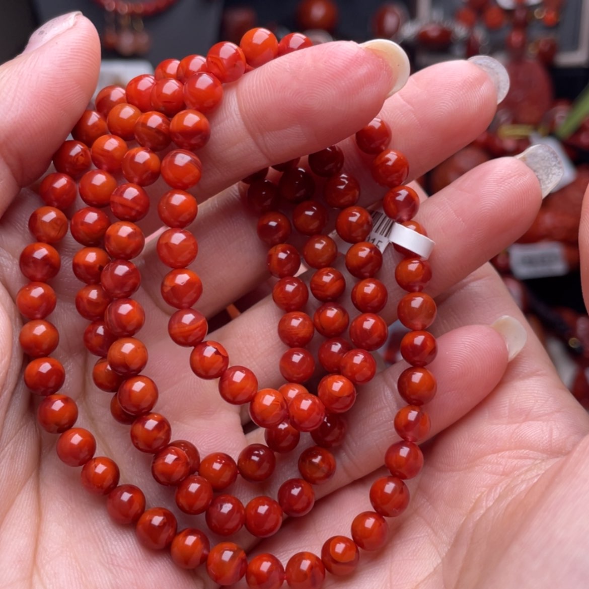 【闪购商品】南红玛瑙牛血红多圈未镶嵌娟*
