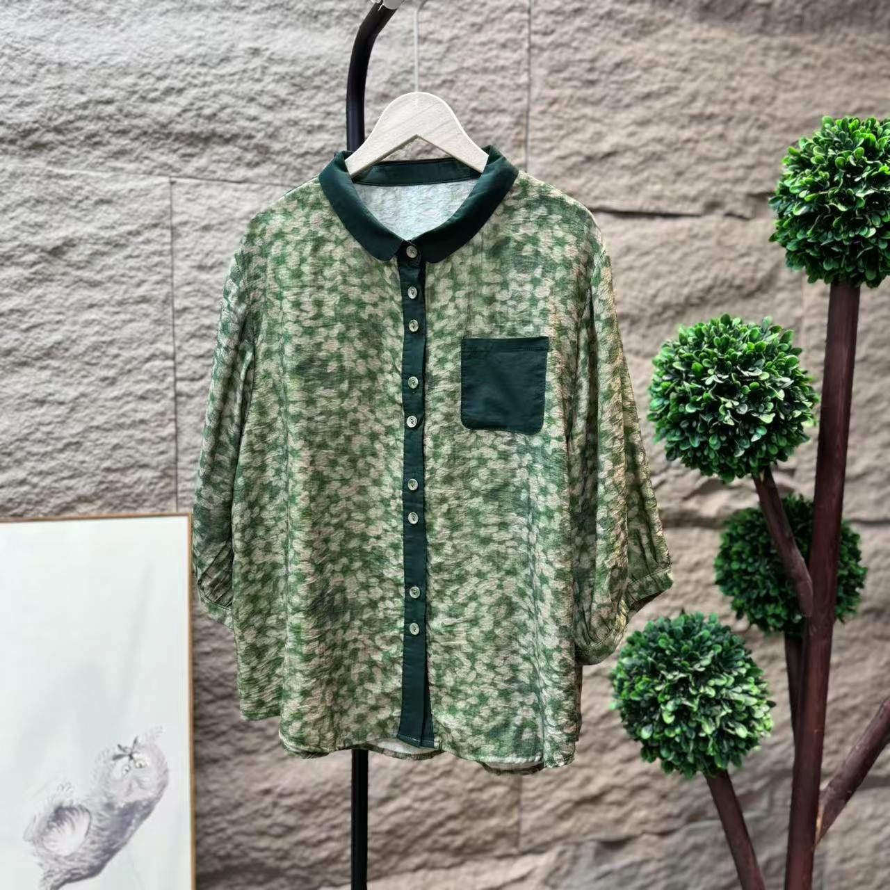 12716新款夏季优雅减龄碎花文艺衬衫