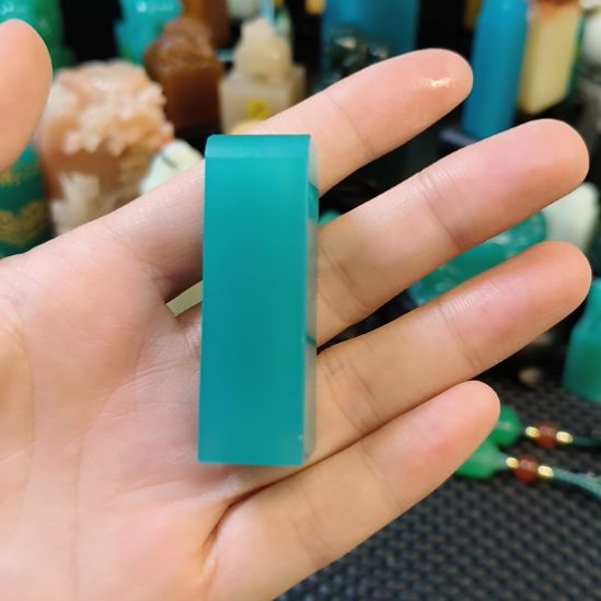 寿山石印石天空蓝素章