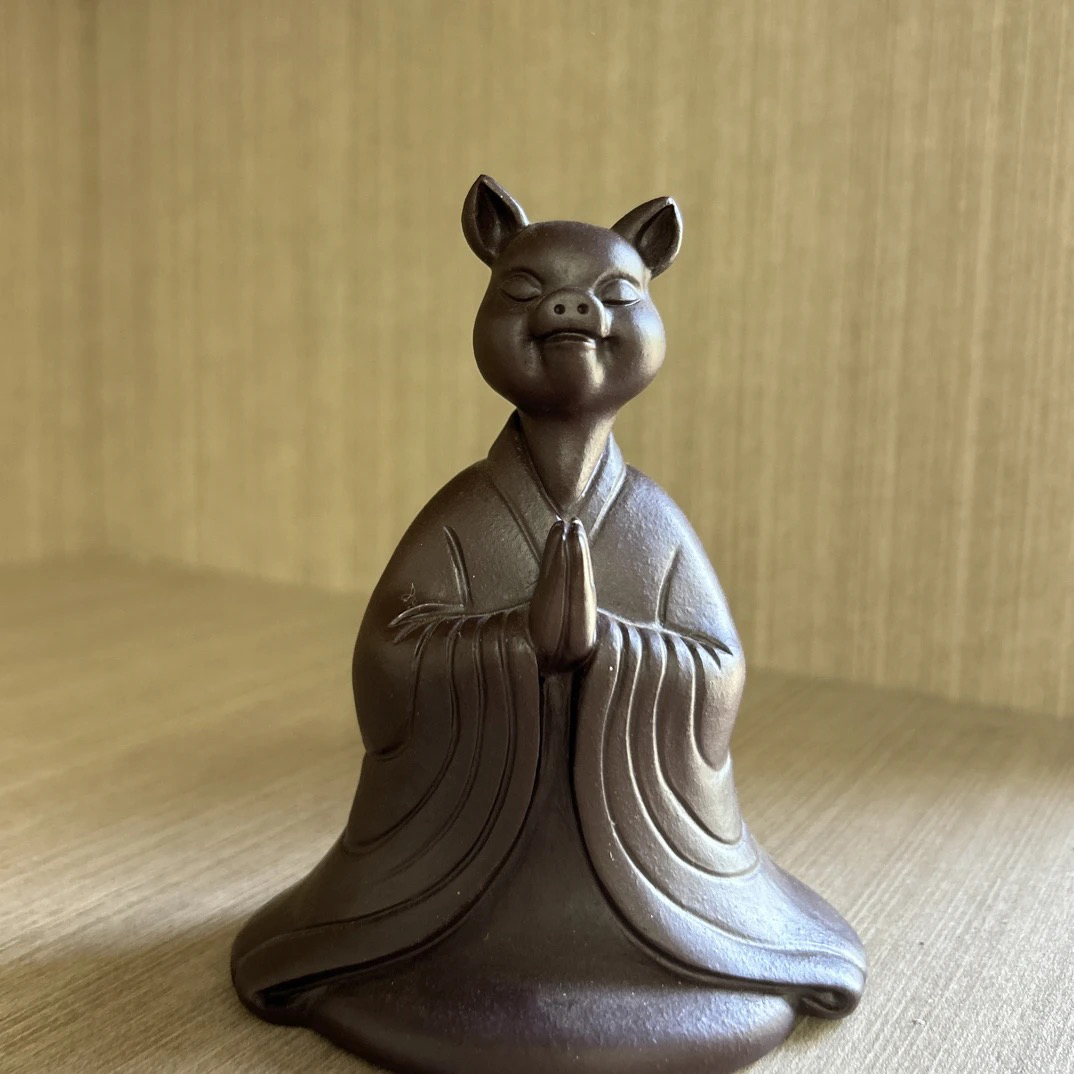 宜兴紫砂 茶周边生肖摆件 猪  高12cm  宽 8cm