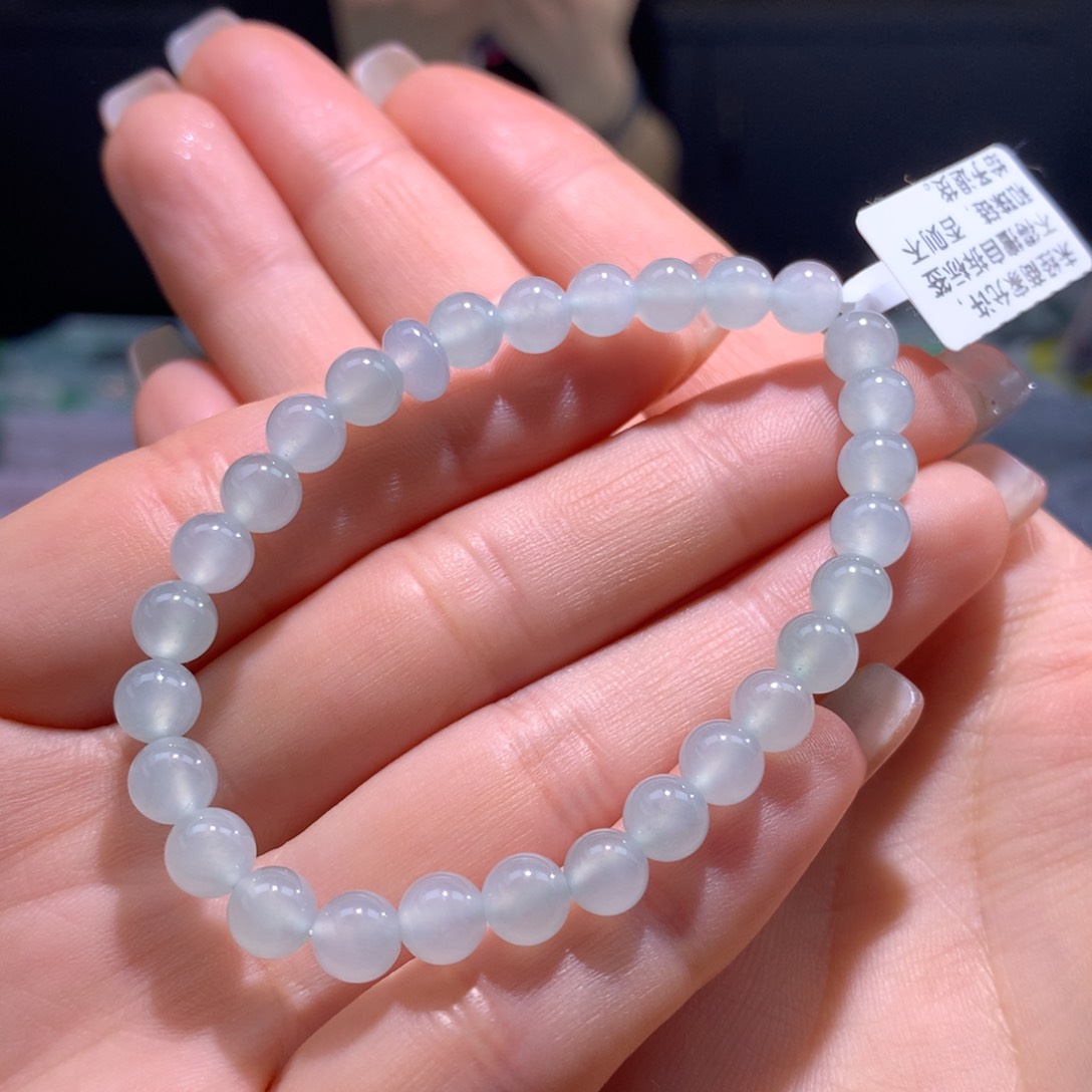 翡翠手链未镶嵌冰蓝晴手链卡6.3m m