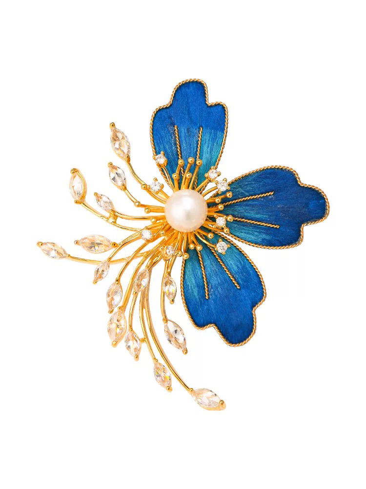 铜合金胸针 时尚气质百搭蓝色花朵胸针5768