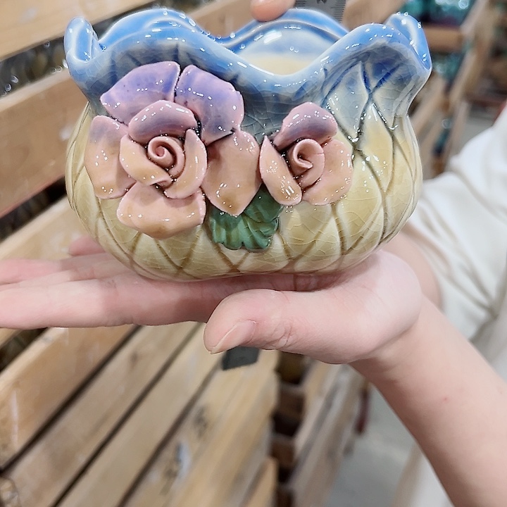 有孔.凑满10元发货多肉陶瓷花盆！