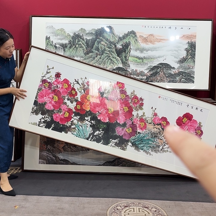 国画手绘带框作品