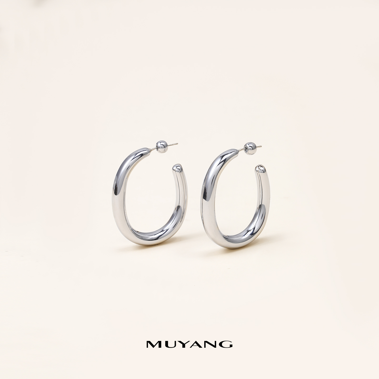 muyang/慕阳 铜合金耳饰 气质时尚百搭小众简约个性简环耳钉