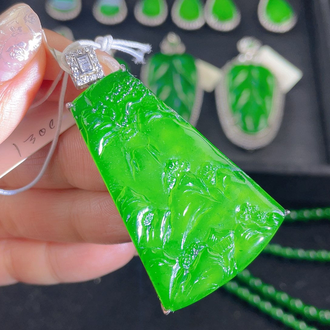 翡翠吊坠(不含链)银S925镶嵌