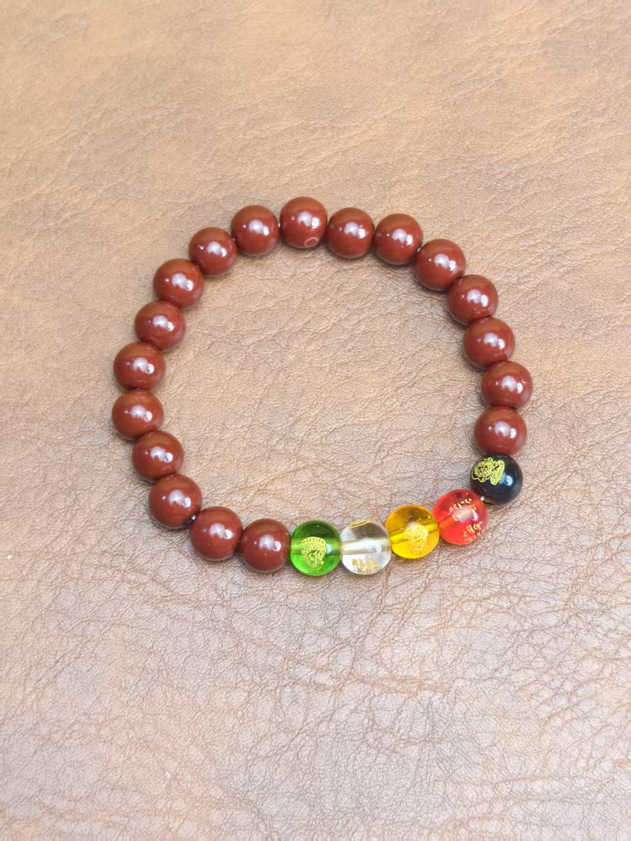 天然辰砂STN-219 精品单圈手串搭配（无礼盒）