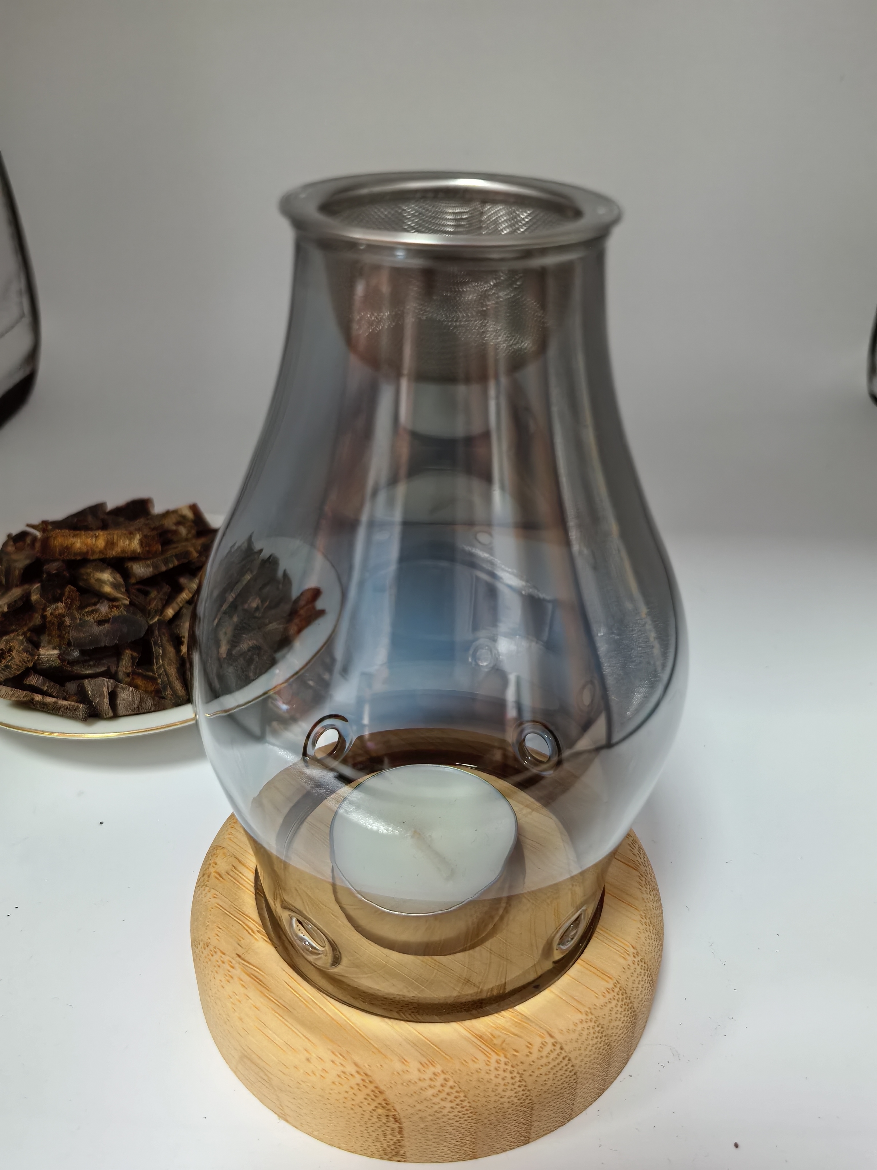碳竹沉稳灰色蜡烛卧室浪漫情调复古香薰灯一套（送隔火绵一片）