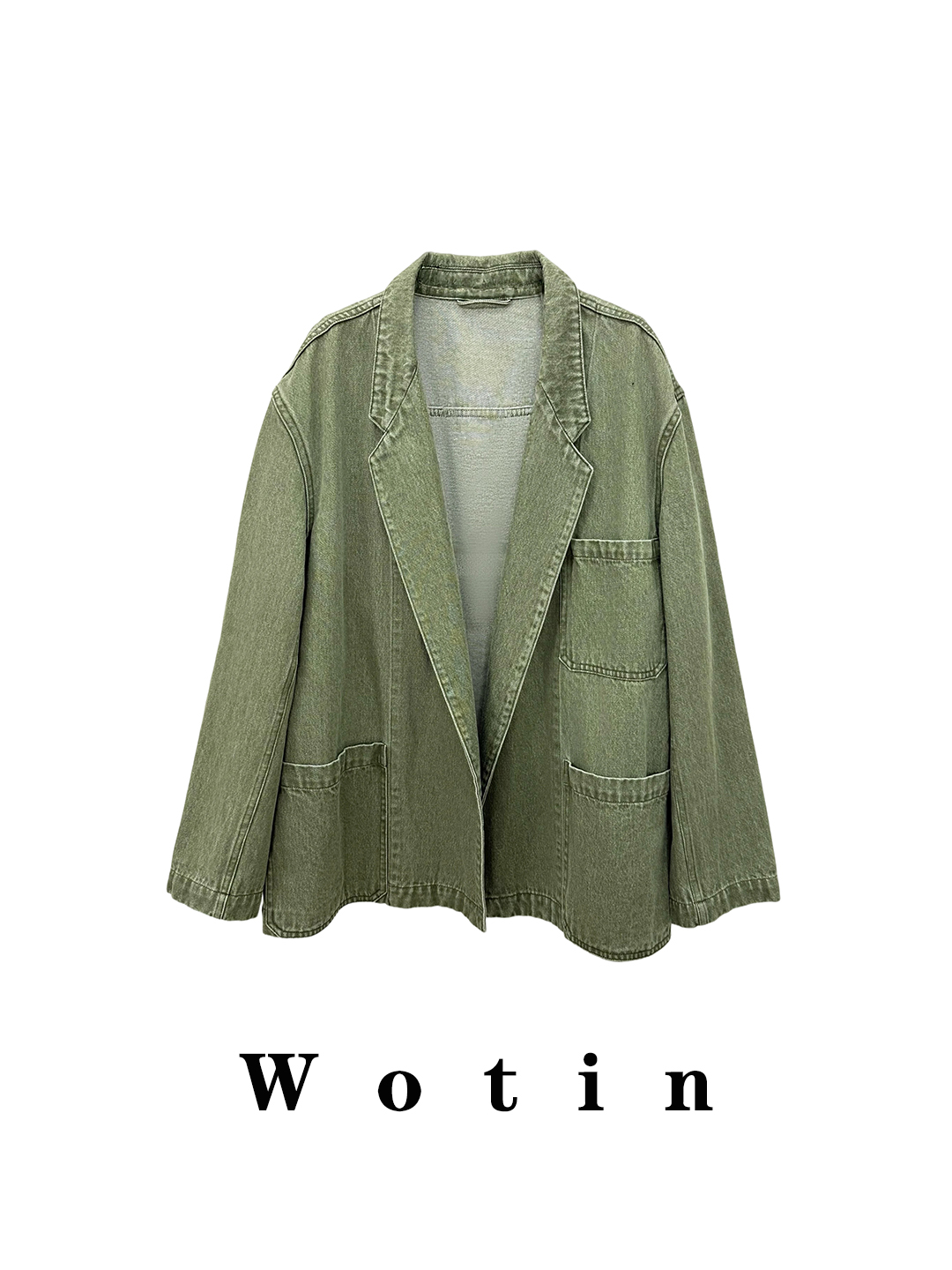WD | 26春款牛仔UN**A同款绿色水洗外套时髦经典西装外套