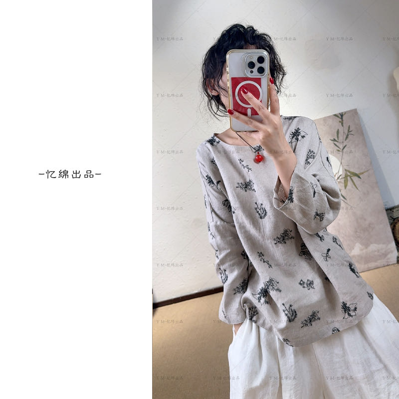 忆绵出品22850“烟雨予诗”高端汉麻复古文艺宽松上衣